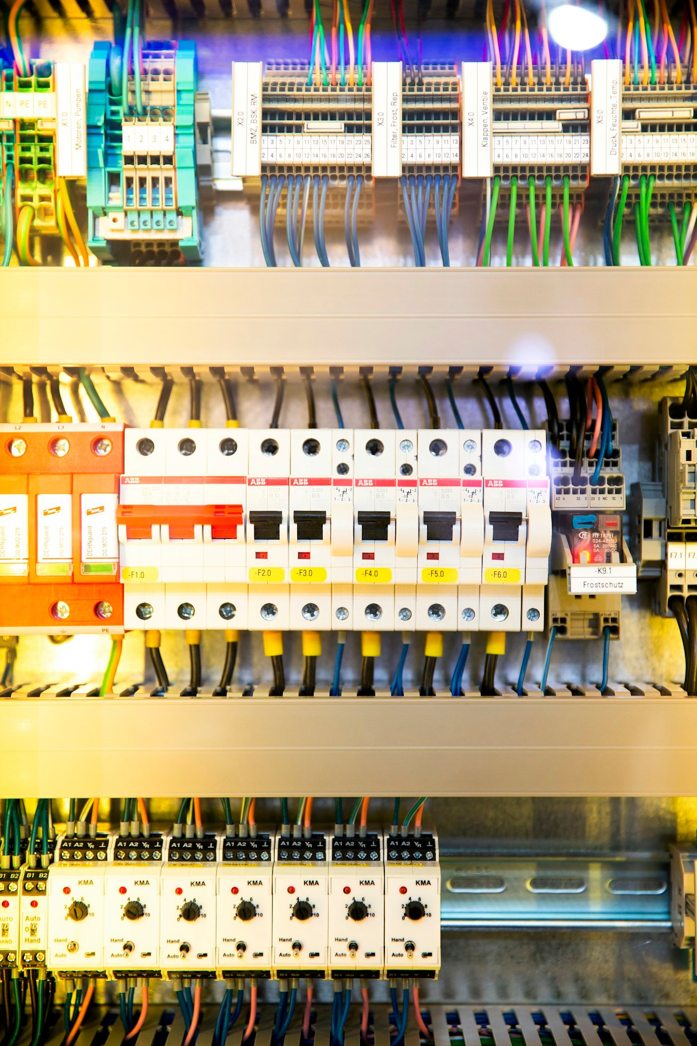 Home electrical panel with circuit breakers, relevant to generator installation