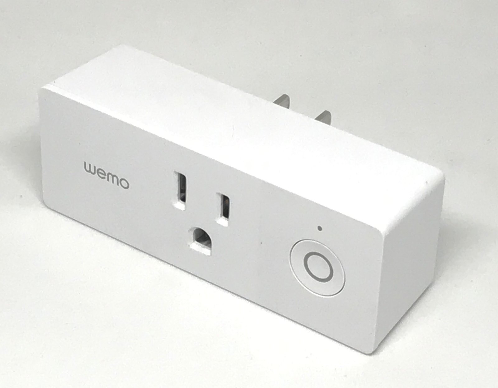 Wemo Mini Smart Plug, a real smart plug device plugged into a wall outlet